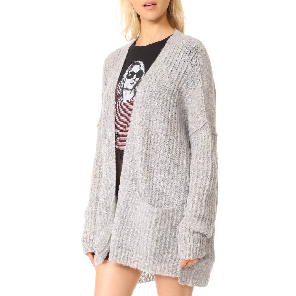 Free People Cardigan Weekend Getaway Alpaca Blend Open Front‎ Slouchy Gray XS